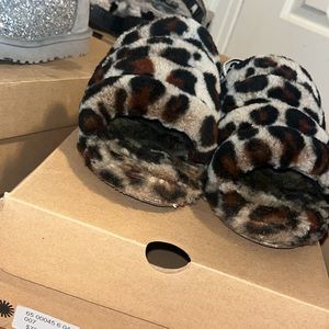 cheetah fur ugg slides